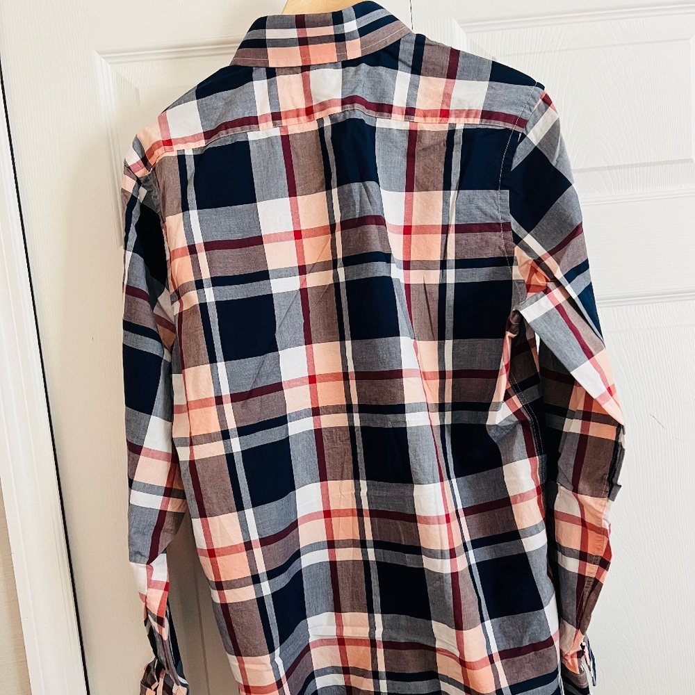 Express Orange/Blue Long Sleeve Button Down Shirt